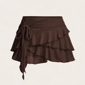 Multi-layer Ruffle Zwarte Rok | Minirrok Dames | Zwarte Y2K rok met lagen en ruches