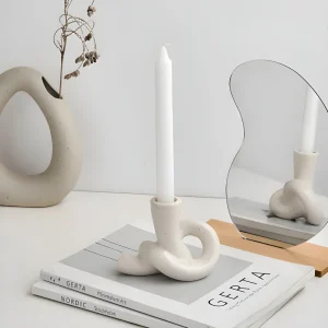 Minimalistische Keramische Knoop Kandelaar – Stijlvolle Woondecoratiev