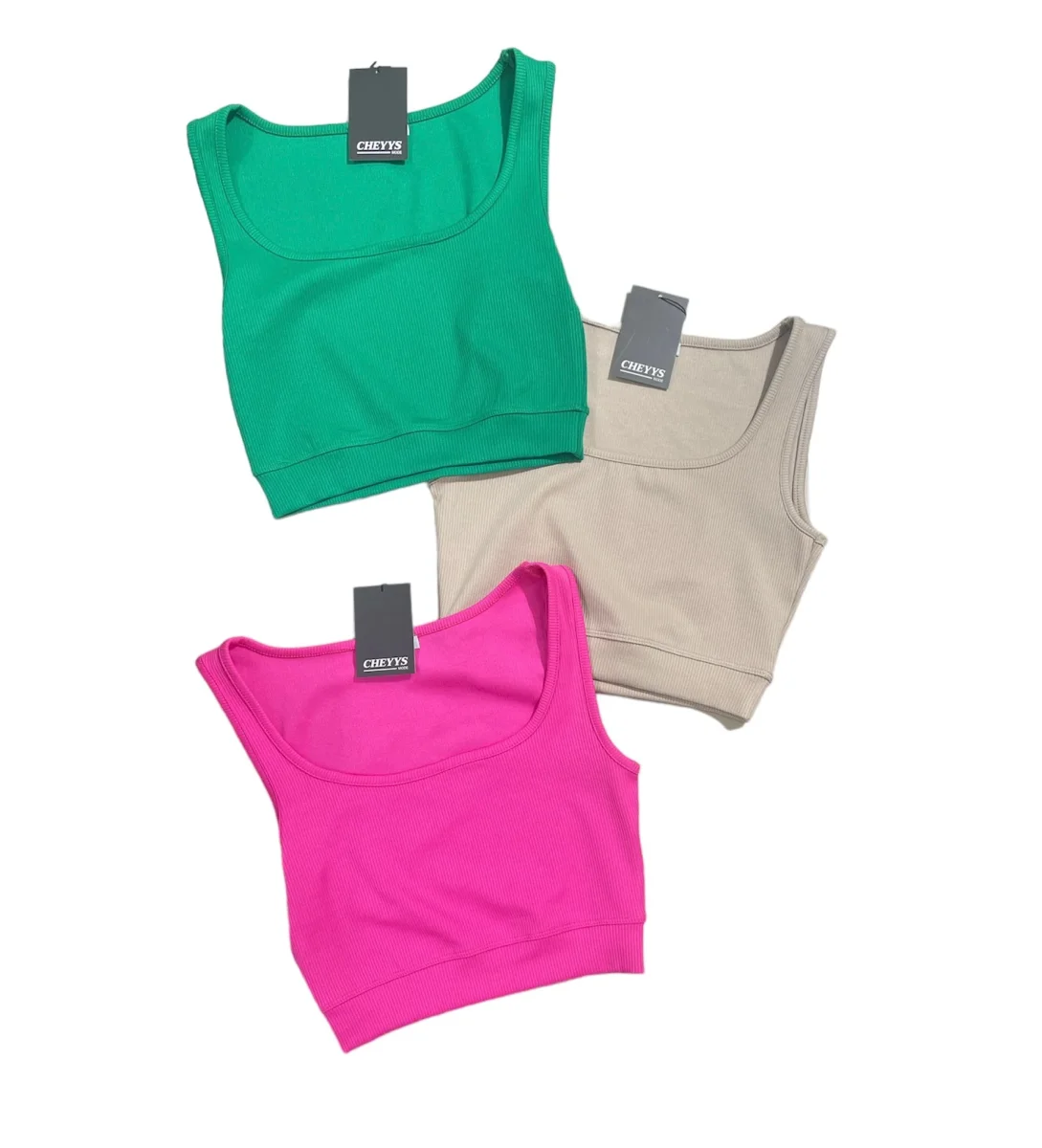 Crop top geribbelde stof | Roze - Afbeelding 3