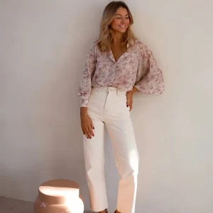 Elegant Floral Print Button-Up Dames Blouse | Duurzaam - Must-Have - Stijlvol & Comfortabel - Lente/Zomer/Herfst