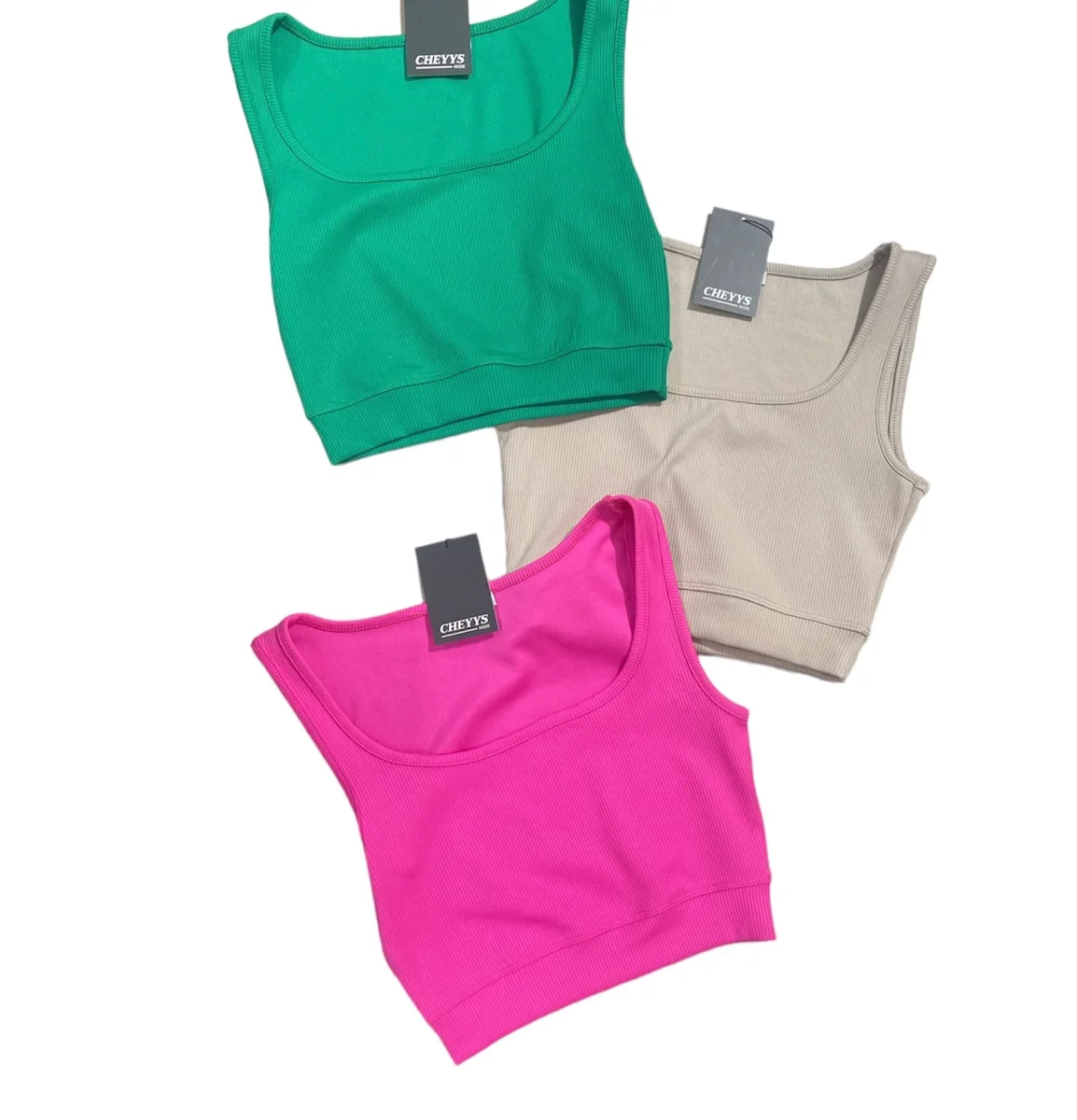 Crop top geribbelde stof | Roze