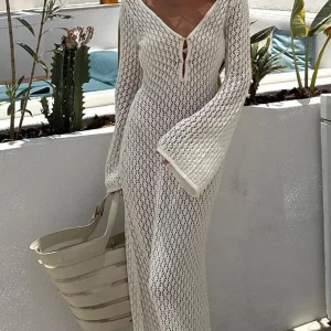 Mila - Maxi-jurk met lange mouwen en open rug