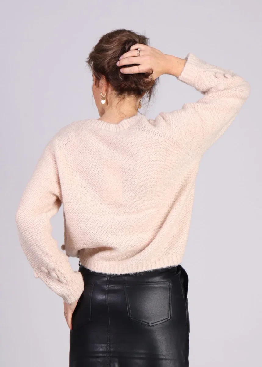 Grace & Mila Naurine trui met versieringen gebreide wolmix Beige - Afbeelding 7
