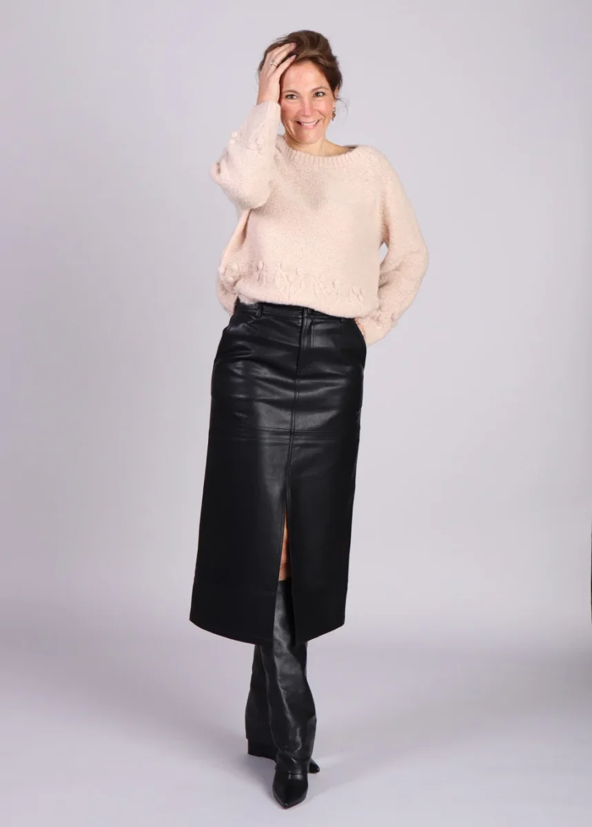 Grace & Mila Naurine trui met versieringen gebreide wolmix Beige - Afbeelding 5