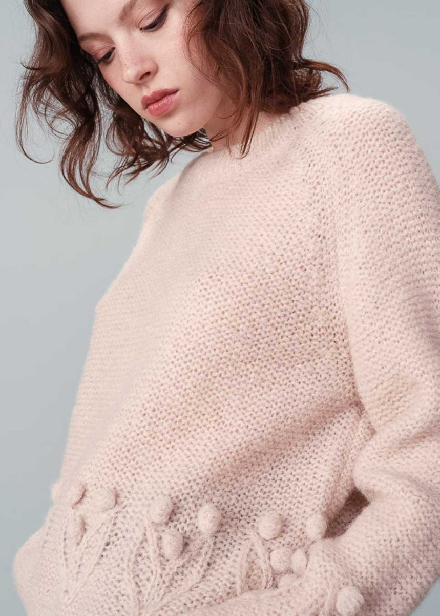 Grace & Mila Naurine trui met versieringen gebreide wolmix Beige - Afbeelding 6
