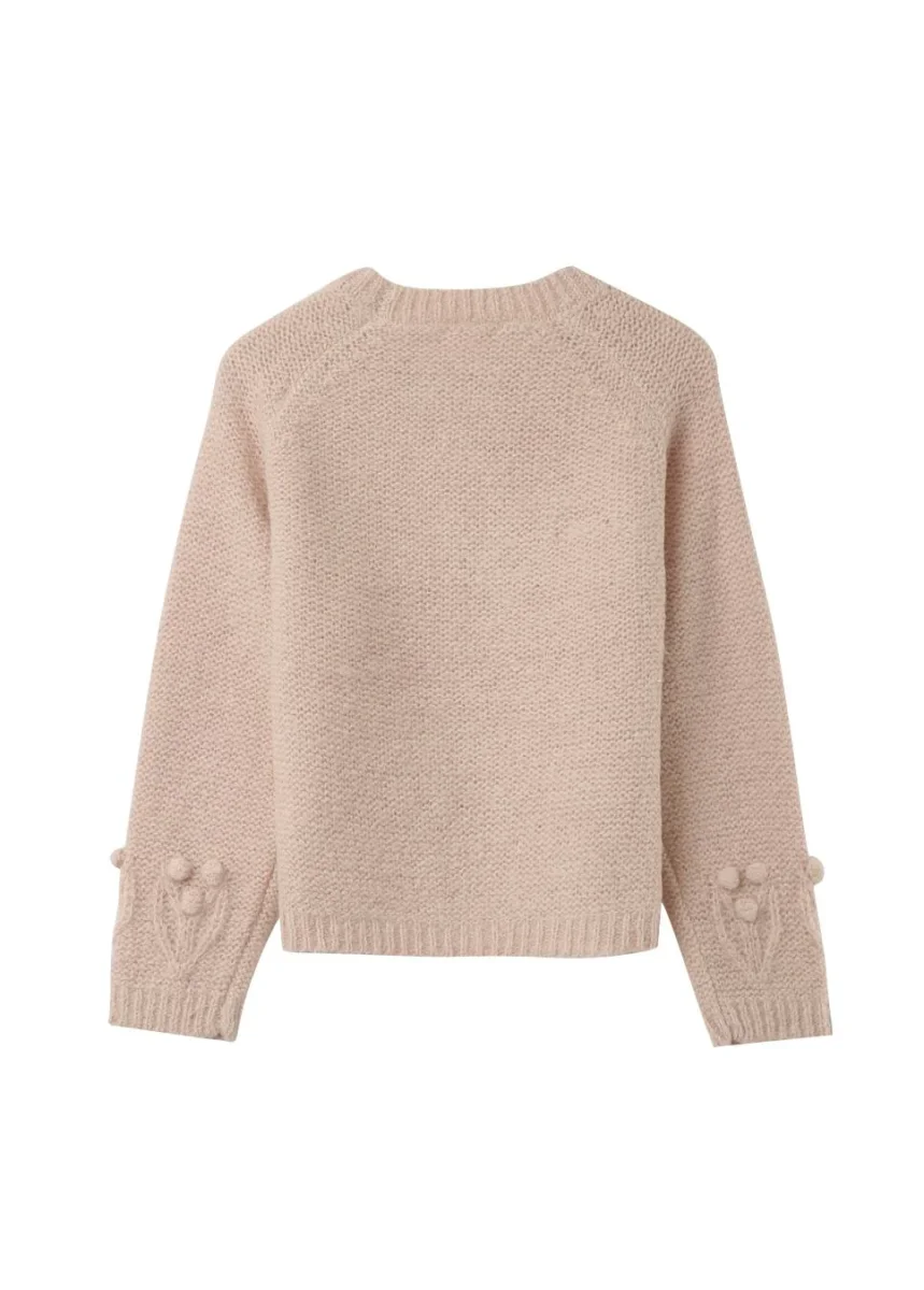 Grace & Mila Naurine trui met versieringen gebreide wolmix Beige - Afbeelding 9
