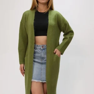 Damesvest lang met zakken | Groen