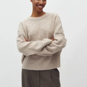 MbyM Gildar-M trui wolmix met stitch detail beige