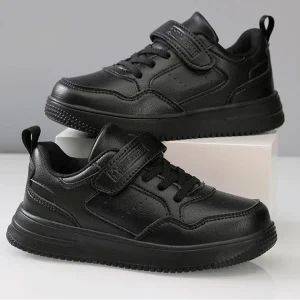 Casual Sneaker Jongens | Zwart Leren Wandelschoenen - Lichtgewicht & Antislip Sportschoenen