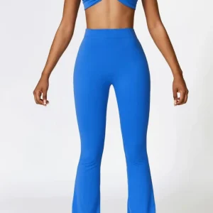 ELLIS | Flare Legging & Twist Crop Top Set - Azure Blauw - Slimfit