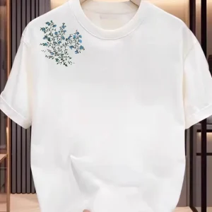 Unisex T-shirt met Bladprint | Casual Dames Top met Ronde Hals - Perfect voor Zomer